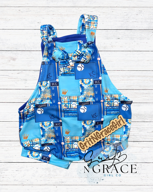 Patchwork KC Baseball Handmade Overalls