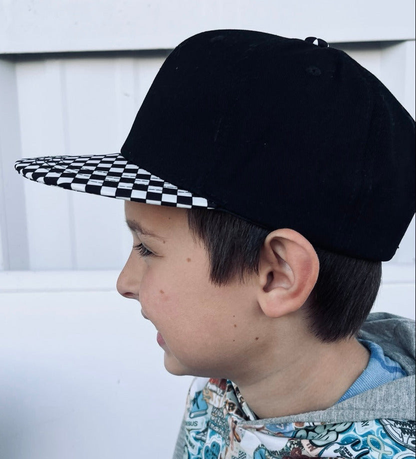 Checker Brim Snapback Hat