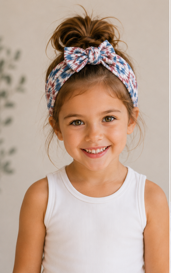 Red, White and Blue Tie Dye Headband