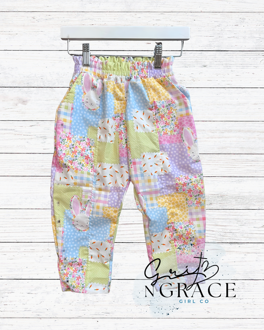 Easter Bunny Spring Barrel Pants with Paper Bag Waist