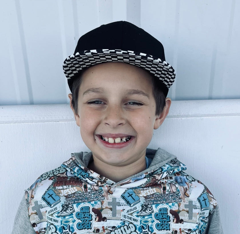 Checker Brim Snapback Hat