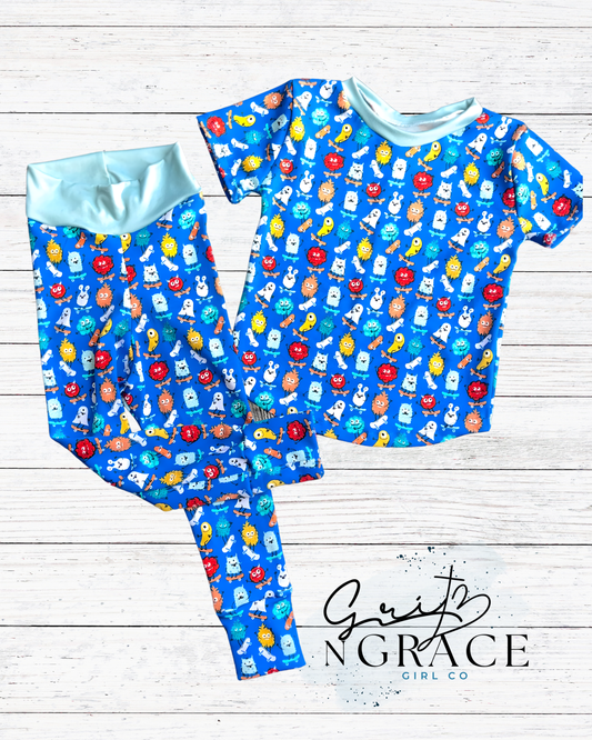 Monster Pajama Set | Handmade Boutique PJs | Sizes 12m–9/10
