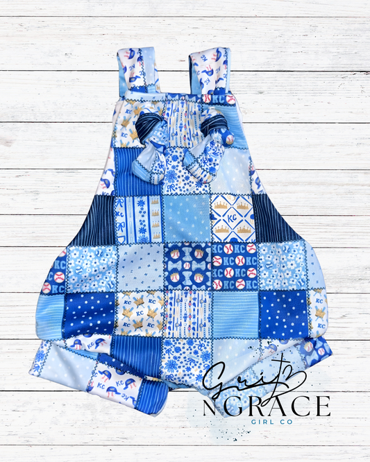 Patchwork {New} KC Baseball Handmade Overalls