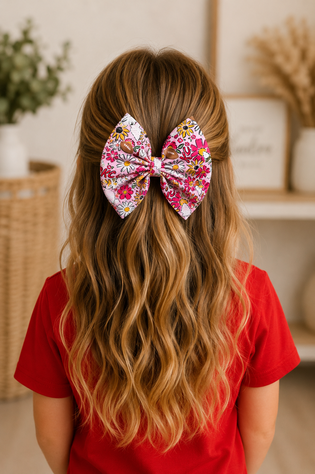 Pink Floral KC Bow