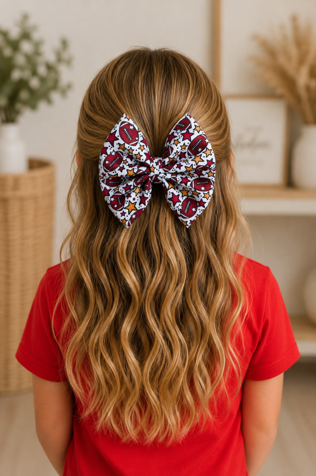 Football Stars (Red) Bow