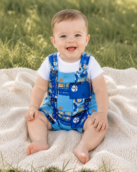 Patchwork KC Baseball Handmade Overalls