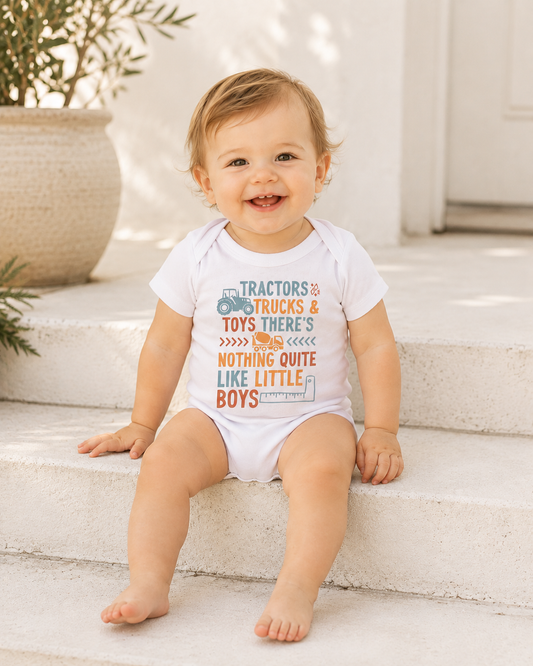 Tractors, Trucks, and Toys onesie