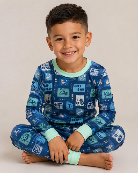 Beep Beep Youth Pajamas | Truck Pajama Set | Handmade Boutique PJs | Sizes 12m–9/10
