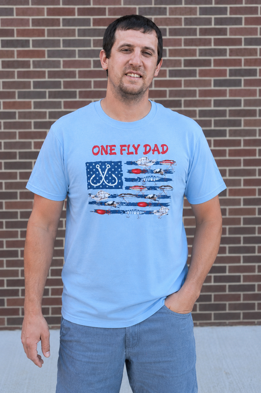 One Fly Dad Patriotic Fishing Shirt