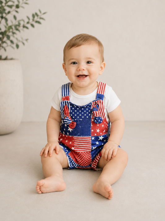 Red, White and Blue Flag Infant Overall Romper