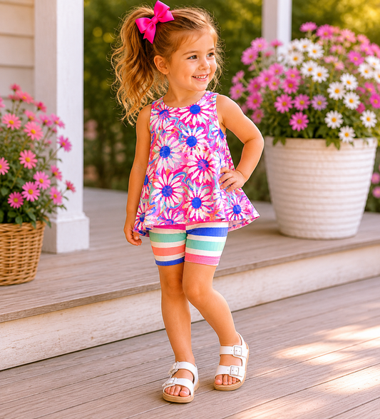 Bright Bloom Swing Tank & Biker Short Set