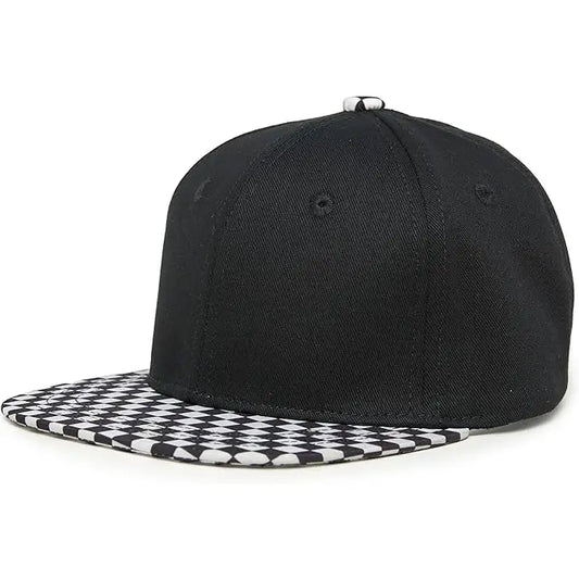 Checker Brim Snapback Hat