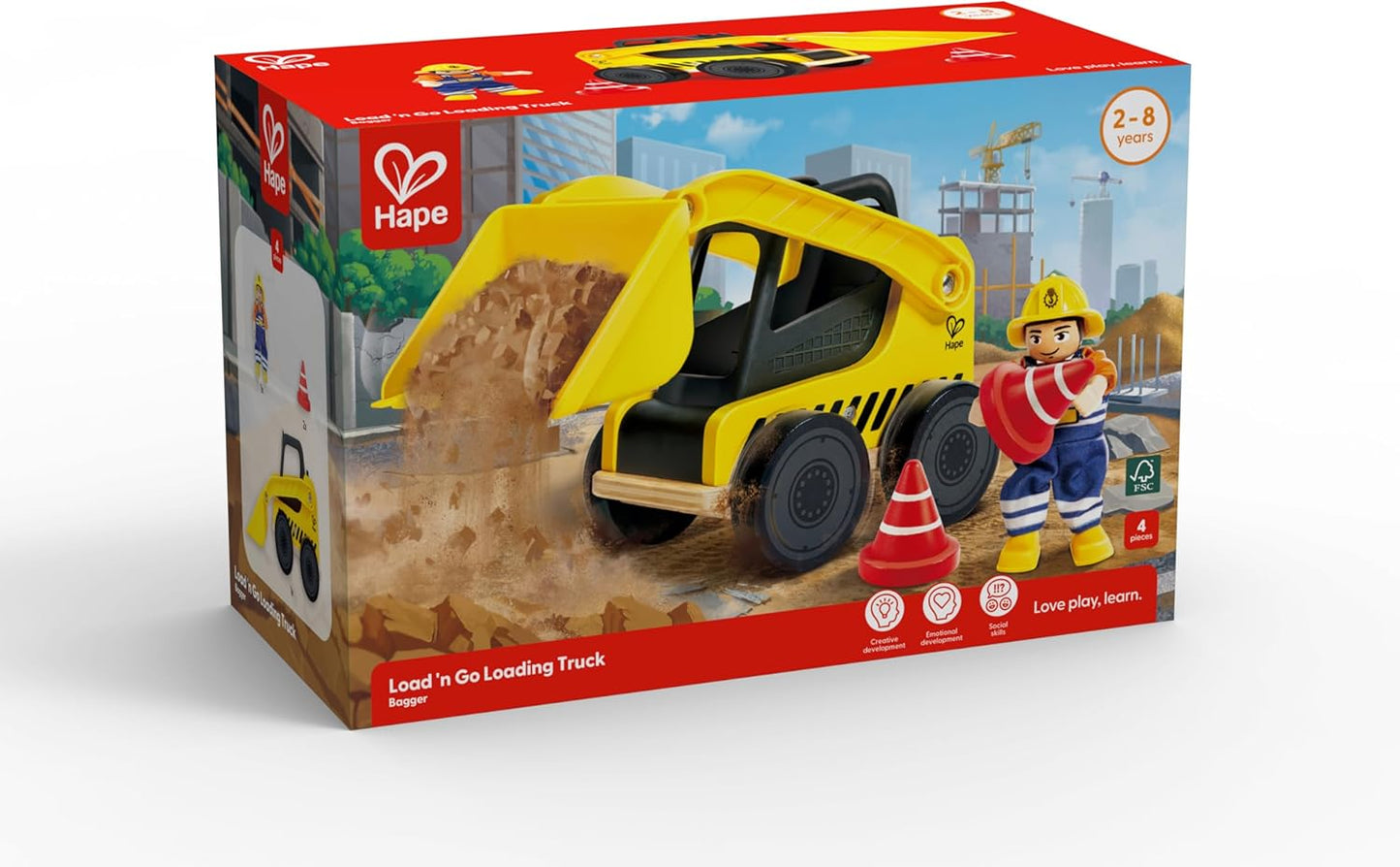 Hape Load 'n Go Loading Truck Toy | Pretend Play Construction Vehicle Toys for Toddlers