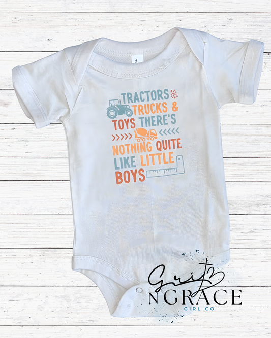 Tractors, Trucks, and Toys onesie